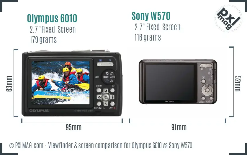 Olympus 6010 vs Sony W570 Screen and Viewfinder comparison
