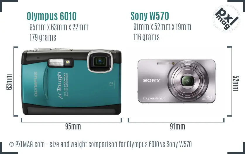 Olympus 6010 vs Sony W570 size comparison