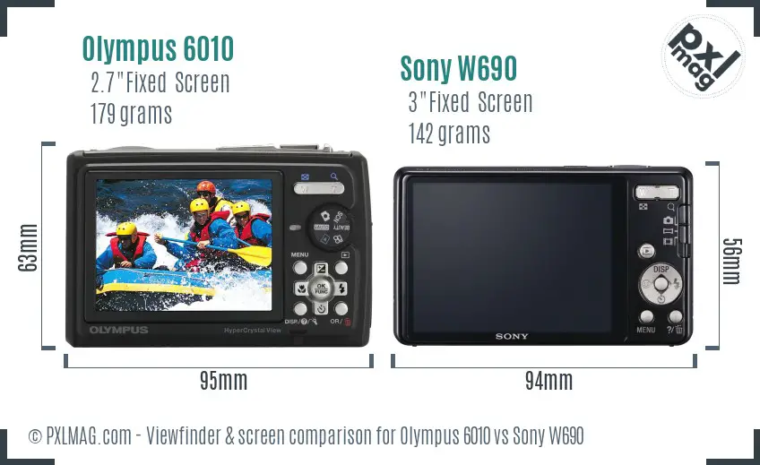 Olympus 6010 vs Sony W690 Screen and Viewfinder comparison