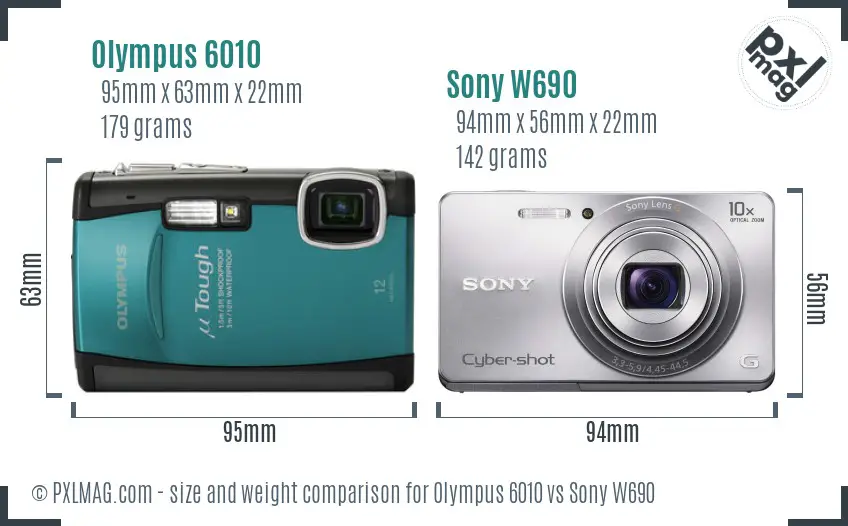 Olympus 6010 vs Sony W690 size comparison
