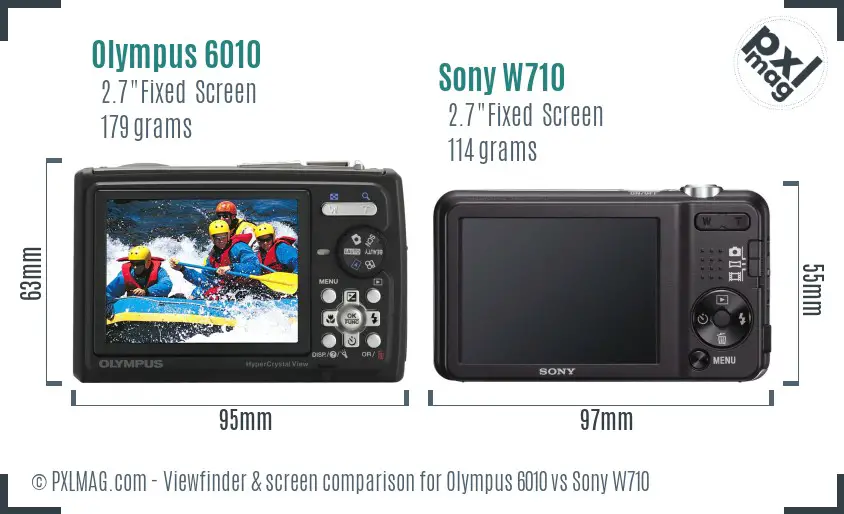 Olympus 6010 vs Sony W710 Screen and Viewfinder comparison