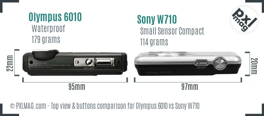 Olympus 6010 vs Sony W710 top view buttons comparison