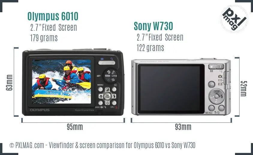 Olympus 6010 vs Sony W730 Screen and Viewfinder comparison