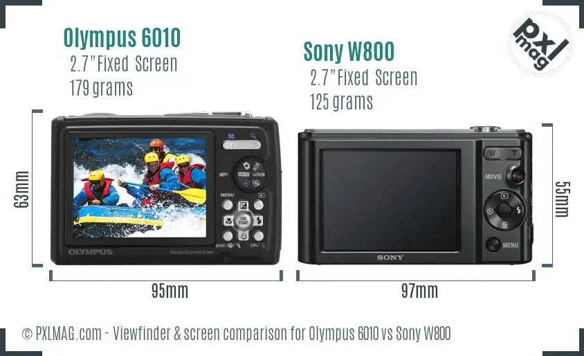 Olympus 6010 vs Sony W800 Screen and Viewfinder comparison
