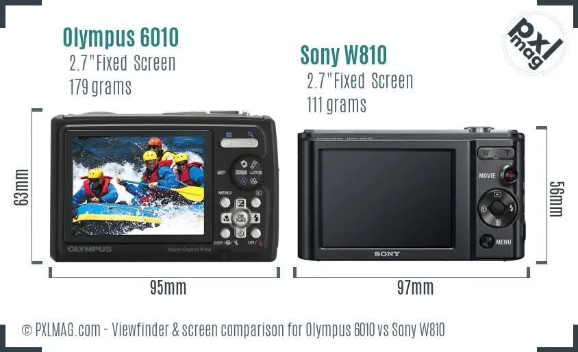 Olympus 6010 vs Sony W810 Screen and Viewfinder comparison