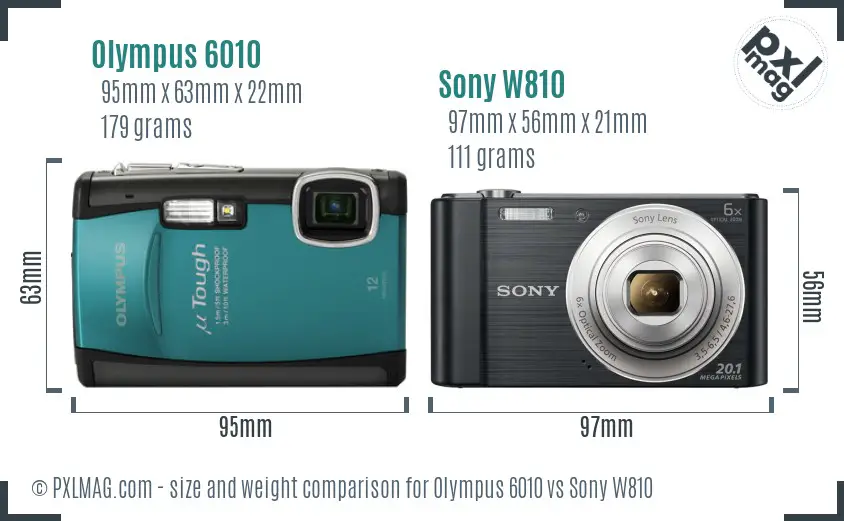 Olympus 6010 vs Sony W810 size comparison