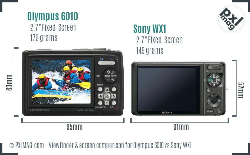 Olympus 6010 vs Sony WX1 Screen and Viewfinder comparison