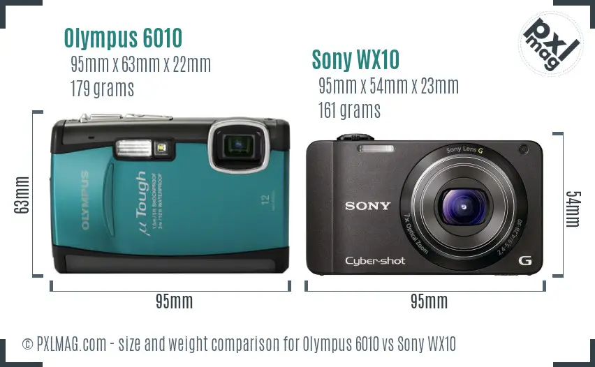 Olympus 6010 vs Sony WX10 size comparison