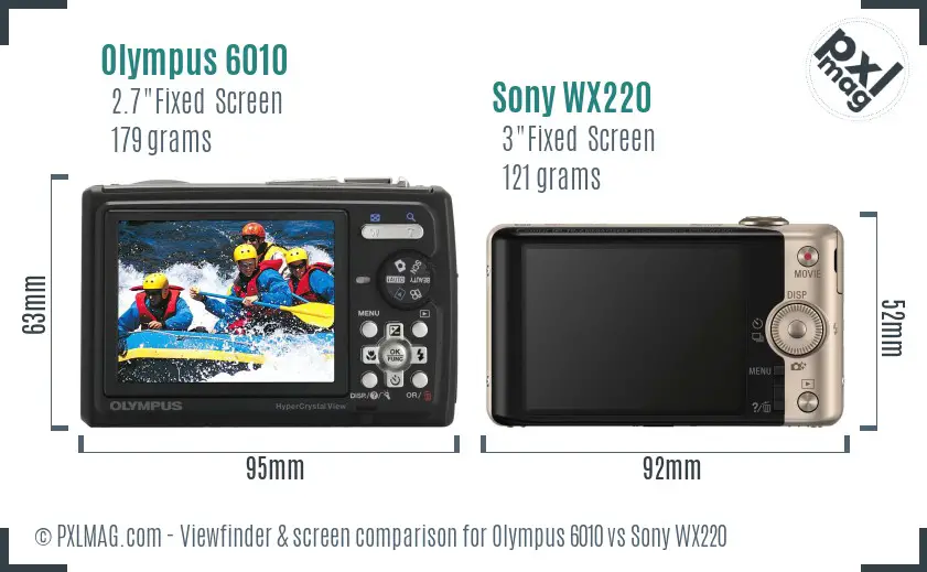 Olympus 6010 vs Sony WX220 Screen and Viewfinder comparison