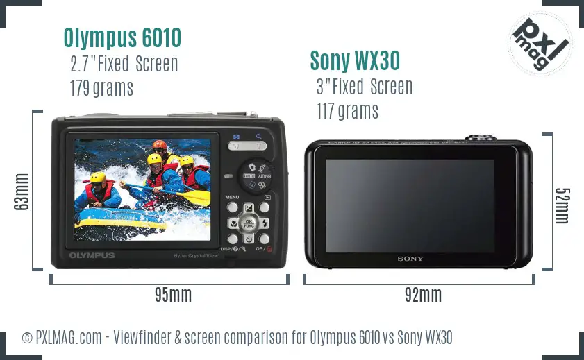 Olympus 6010 vs Sony WX30 Screen and Viewfinder comparison