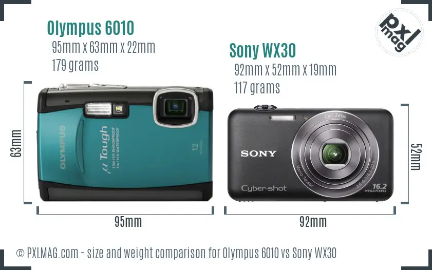 Olympus 6010 vs Sony WX30 size comparison