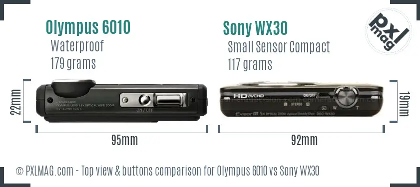Olympus 6010 vs Sony WX30 top view buttons comparison