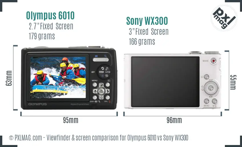 Olympus 6010 vs Sony WX300 Screen and Viewfinder comparison