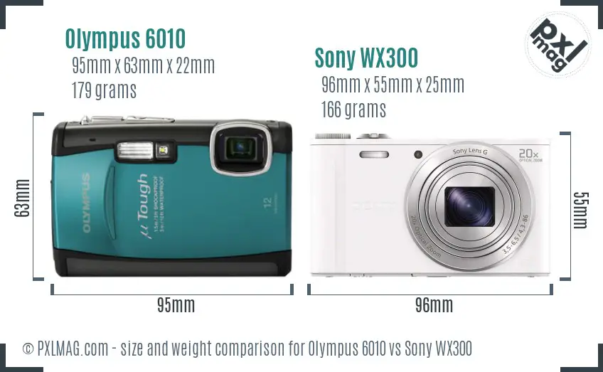 Olympus 6010 vs Sony WX300 size comparison