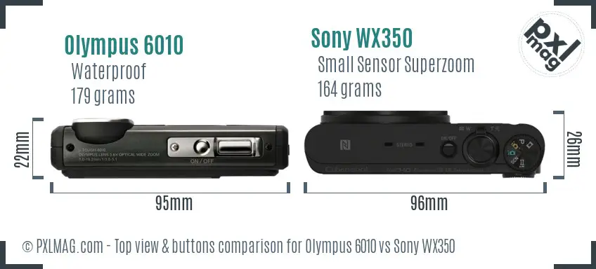 Olympus 6010 vs Sony WX350 top view buttons comparison