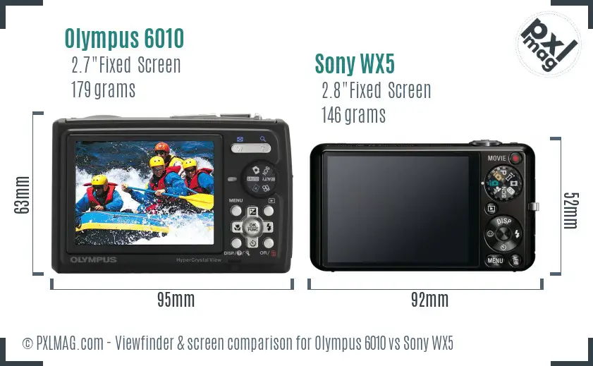 Olympus 6010 vs Sony WX5 Screen and Viewfinder comparison