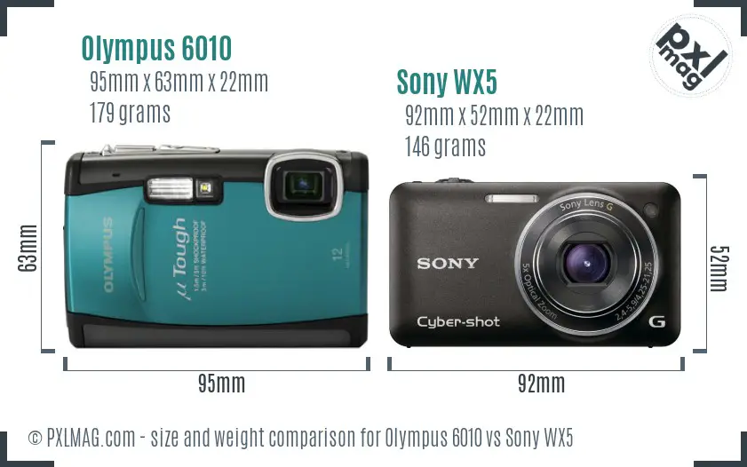 Olympus 6010 vs Sony WX5 size comparison