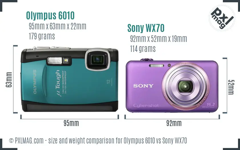 Olympus 6010 vs Sony WX70 size comparison