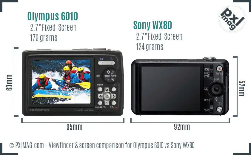 Olympus 6010 vs Sony WX80 Screen and Viewfinder comparison