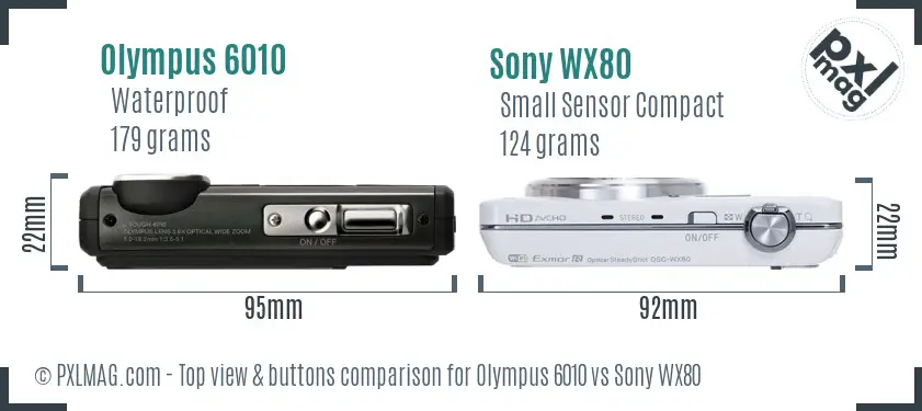 Olympus 6010 vs Sony WX80 top view buttons comparison