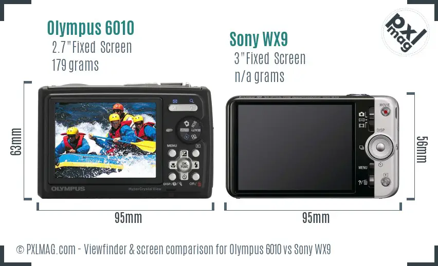 Olympus 6010 vs Sony WX9 Screen and Viewfinder comparison