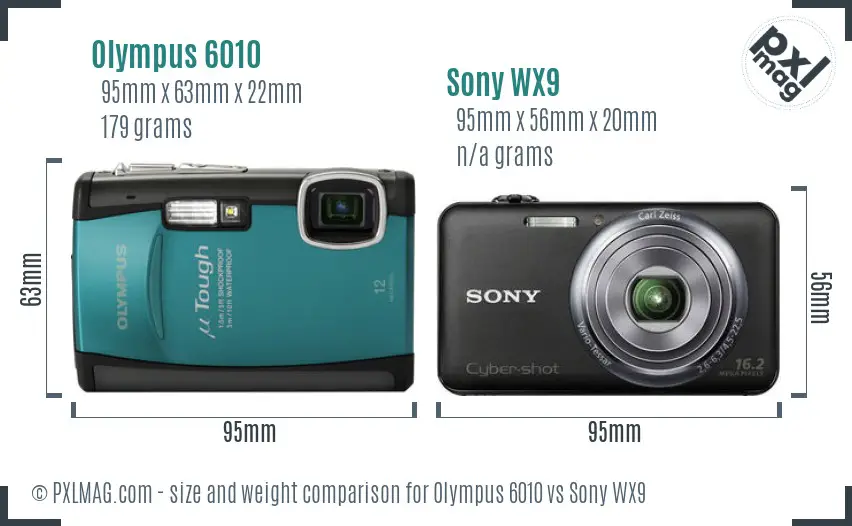 Olympus 6010 vs Sony WX9 size comparison