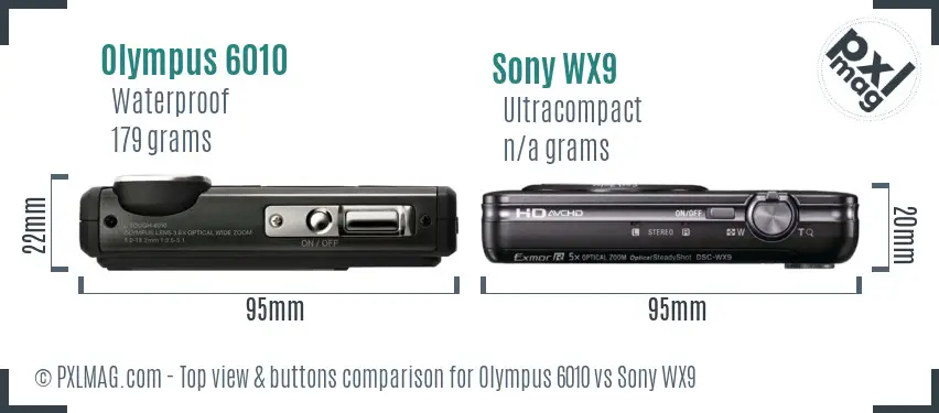 Olympus 6010 vs Sony WX9 top view buttons comparison