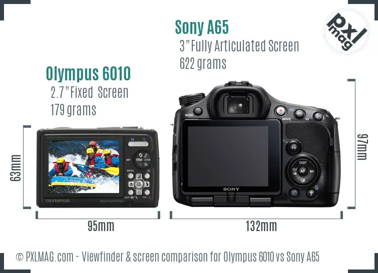 Olympus 6010 vs Sony A65 Screen and Viewfinder comparison