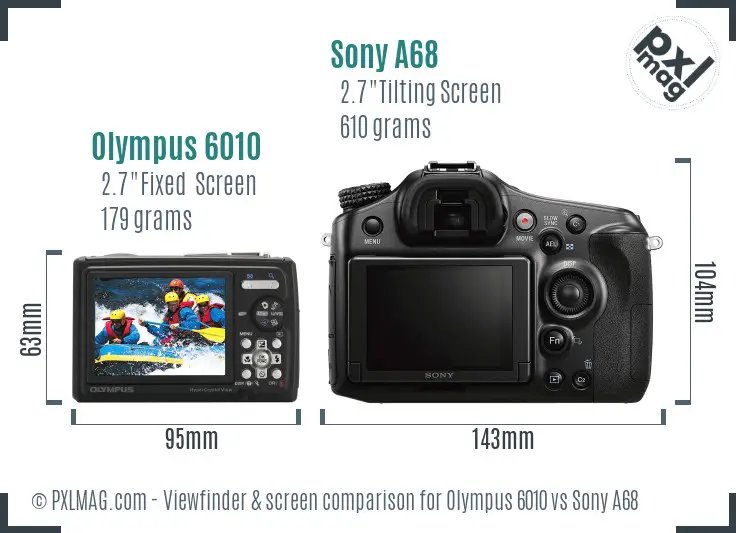 Olympus 6010 vs Sony A68 Screen and Viewfinder comparison