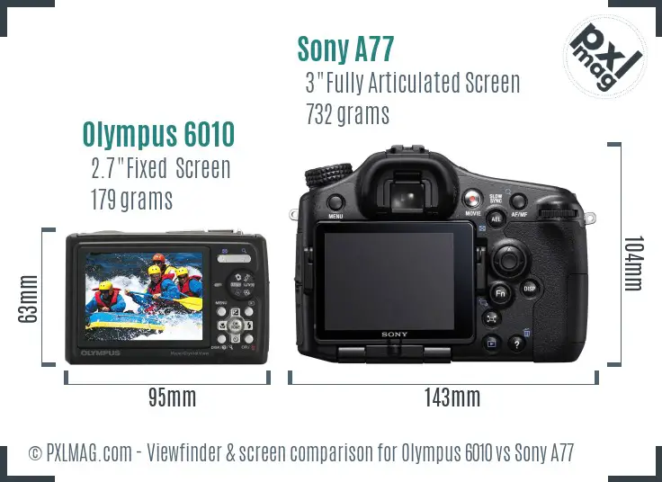 Olympus 6010 vs Sony A77 Screen and Viewfinder comparison