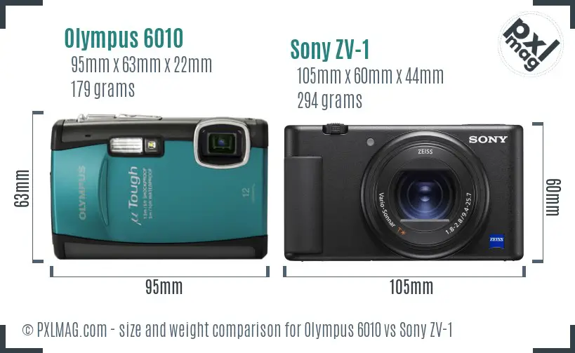 Olympus 6010 vs Sony ZV-1 size comparison