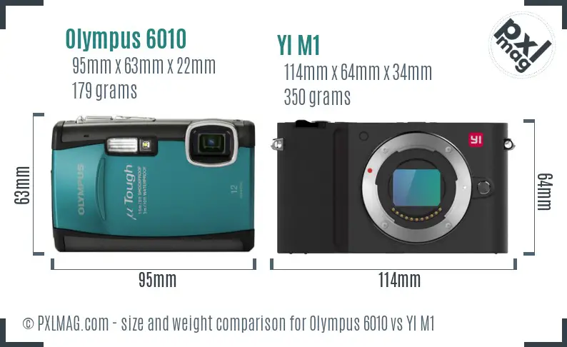 Olympus 6010 vs YI M1 size comparison
