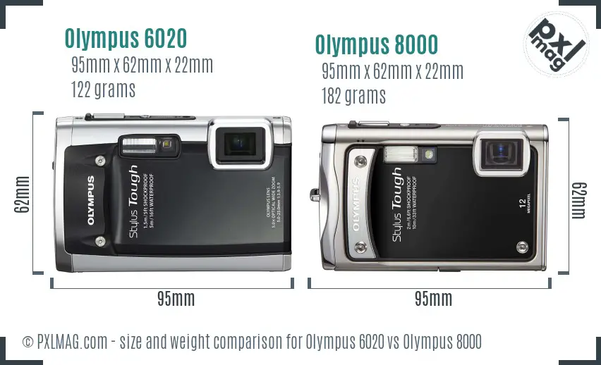 Olympus 6020 vs Olympus 8000 size comparison