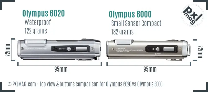 Olympus 6020 vs Olympus 8000 top view buttons comparison