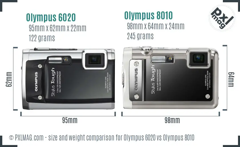 Olympus 6020 vs Olympus 8010 size comparison