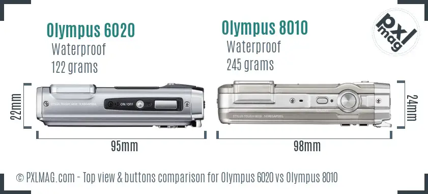 Olympus 6020 vs Olympus 8010 top view buttons comparison