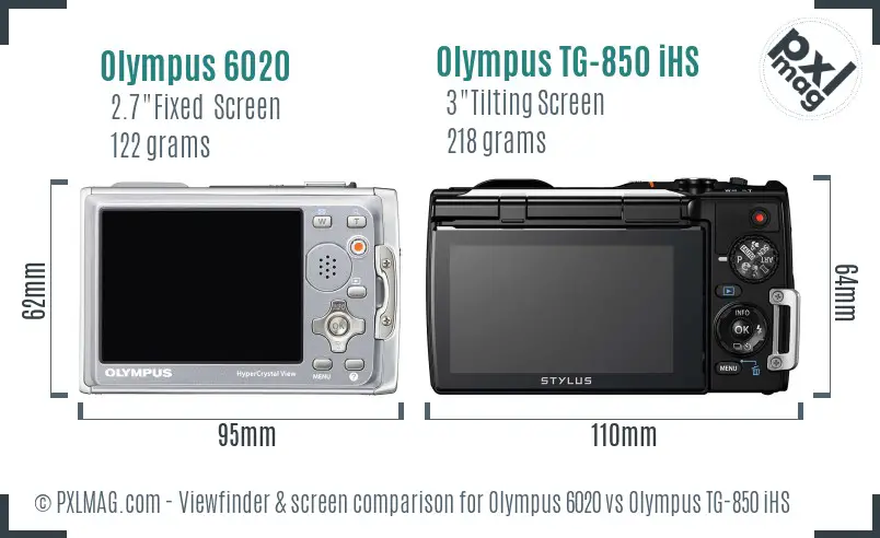 Olympus 6020 vs Olympus TG-850 iHS Screen and Viewfinder comparison