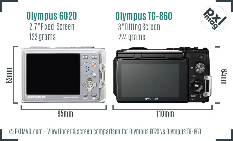 Olympus 6020 vs Olympus TG-860 Screen and Viewfinder comparison