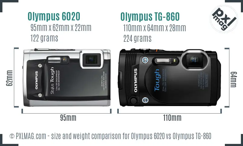 Olympus 6020 vs Olympus TG-860 size comparison