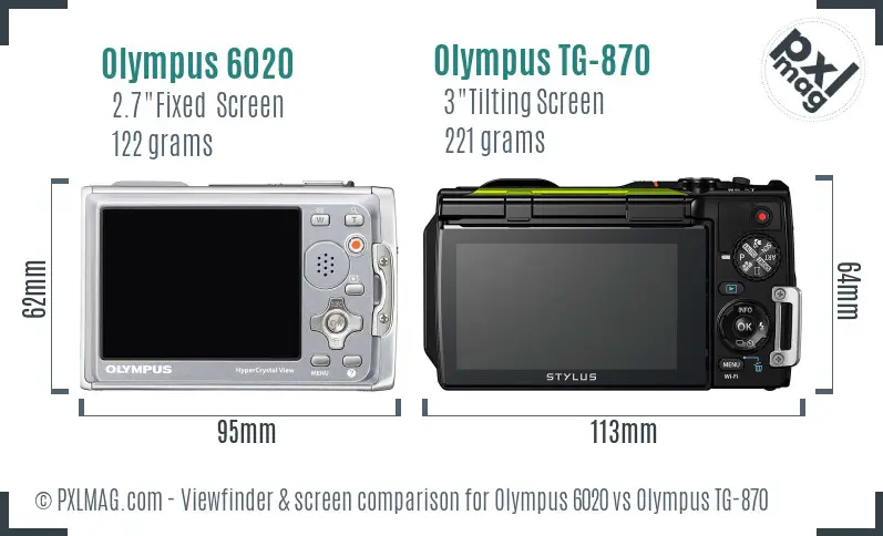 Olympus 6020 vs Olympus TG-870 Screen and Viewfinder comparison