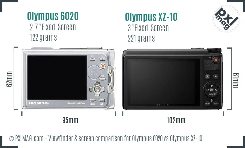 Olympus 6020 vs Olympus XZ-10 Screen and Viewfinder comparison
