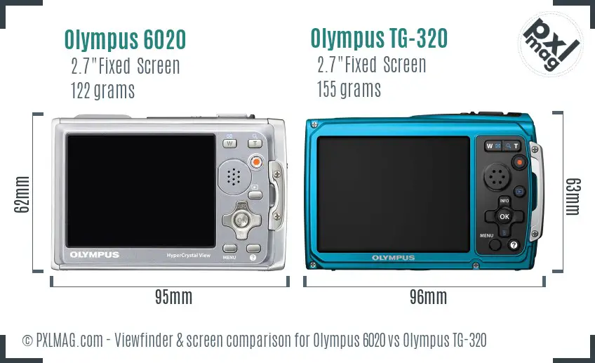 Olympus 6020 vs Olympus TG-320 Screen and Viewfinder comparison
