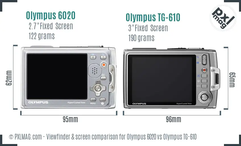 Olympus 6020 vs Olympus TG-610 Screen and Viewfinder comparison