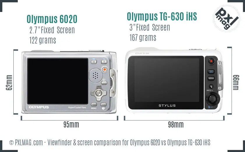Olympus 6020 vs Olympus TG-630 iHS Screen and Viewfinder comparison
