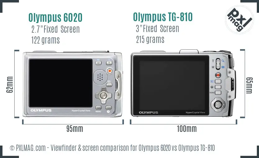 Olympus 6020 vs Olympus TG-810 Screen and Viewfinder comparison