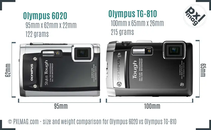 Olympus 6020 vs Olympus TG-810 size comparison