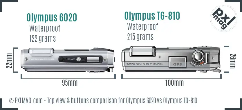 Olympus 6020 vs Olympus TG-810 top view buttons comparison