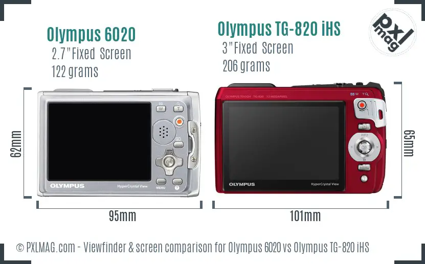 Olympus 6020 vs Olympus TG-820 iHS Screen and Viewfinder comparison