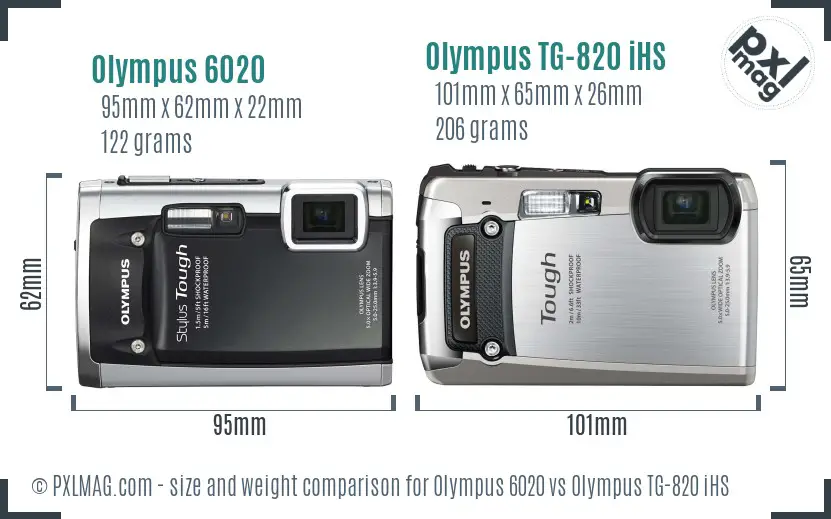 Olympus 6020 vs Olympus TG-820 iHS size comparison
