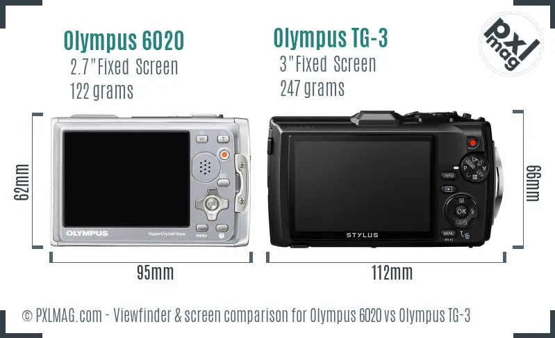 Olympus 6020 vs Olympus TG-3 Screen and Viewfinder comparison